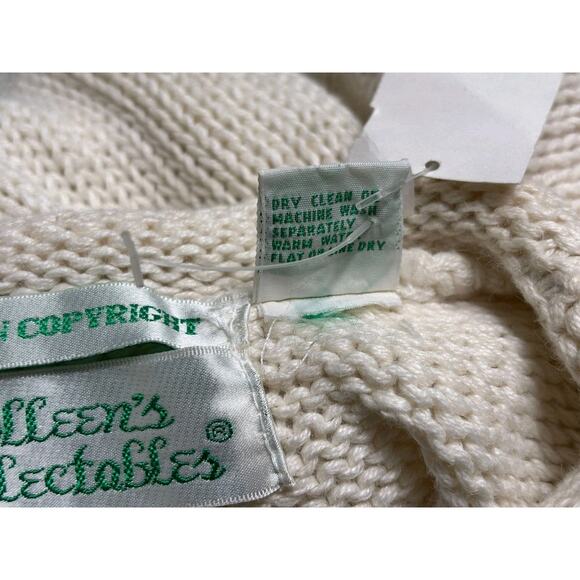 VTG Colleen’s Collectables Hand Knit Sweater Heavy Floral Rose Baggy Women Sz L - Picture 4 of 6